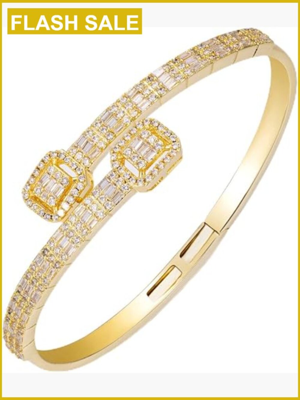 Iced Out Butterfly Cuff Bracelet - 14K Gold Plated Bangle with CZ Stones,